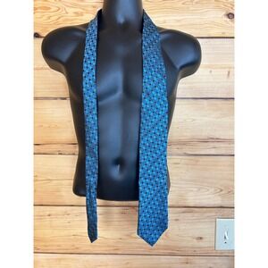Sean John Mens Blue Geometric Diamond Silk Necktie Classic Formal Accessory